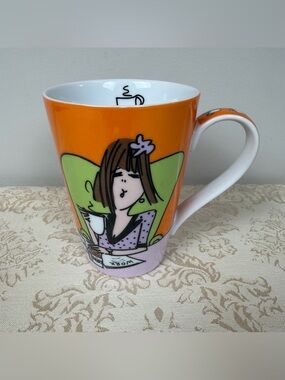 Emerson Design Whimsical Coffee Mug, Cream, Sugar